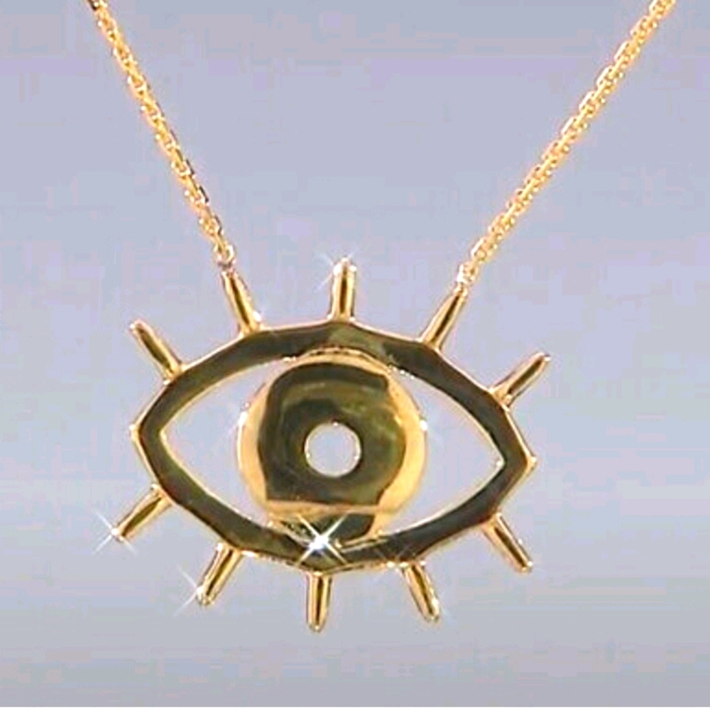 ISO Rarities 14k yellow Gold Evil Eye 16" Necklace